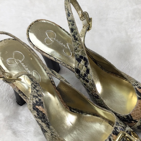 JESSICA SIMPSON LEATHER SNAKESKIN PRINT 7 1/2 - Picture 8 of 8